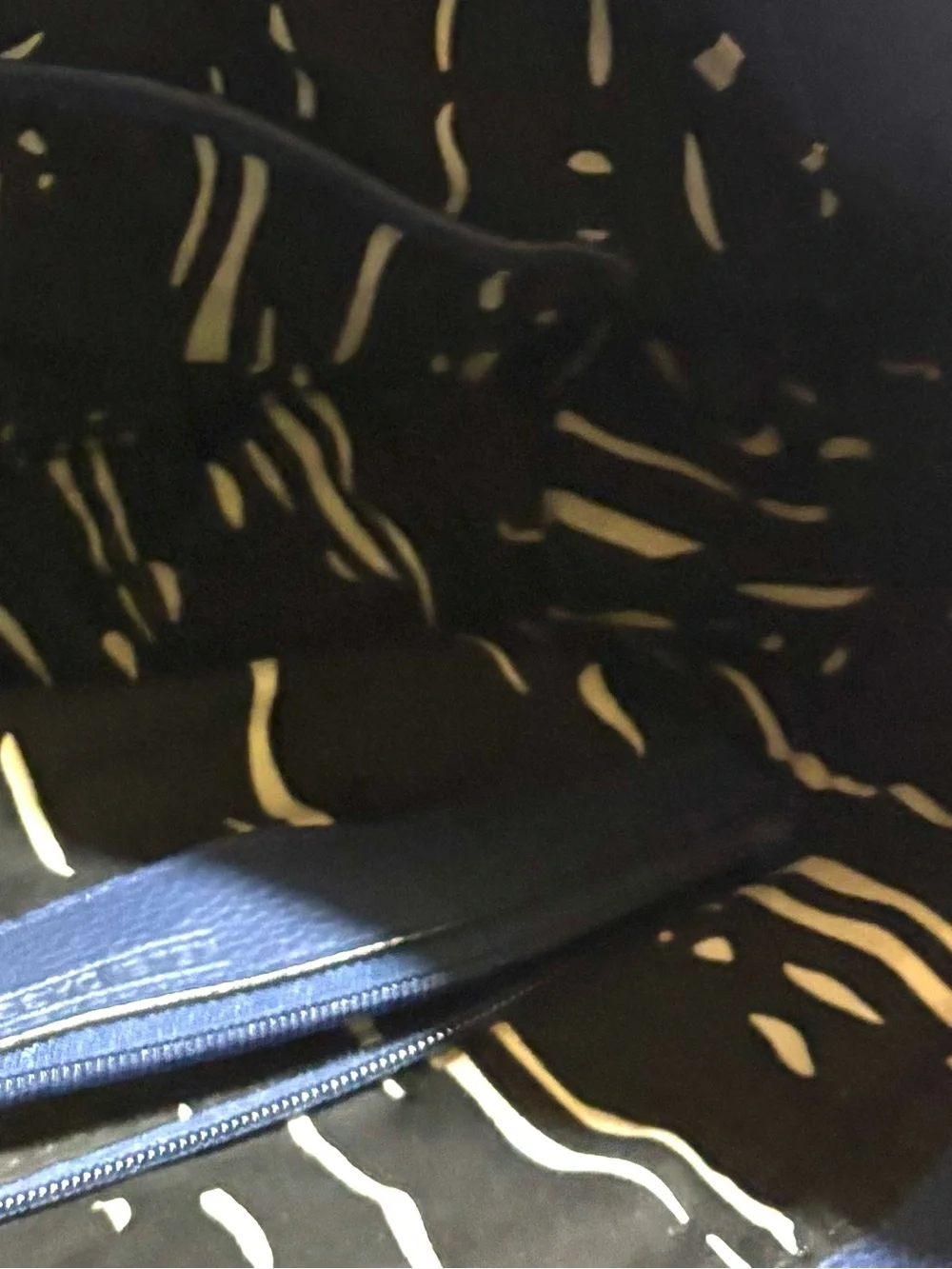 Kelsi Dagger Navy Blue distressed Leather Tote with Gold Hardware